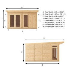 4.00mx4.00m Mercia Insulated Garden Room With Side Shed - footprint