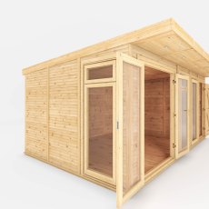 5.00mx3.00m Mercia Insulated Garden Room With Side Shed - isolated side angle view