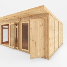 5.00mx4.00m Mercia Insulated Garden Room With Side Shed - isolated side angle view