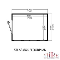 8x6 Shire Atlas Professional Apex Shed - floor plan
