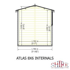 8x6 Shire Atlas Professional Apex Shed - internal dimensions