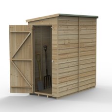 6x3 Forest Beckwood Tongue & Groove Pent Windowless Wooden Shed - isolated angle view, doors open
