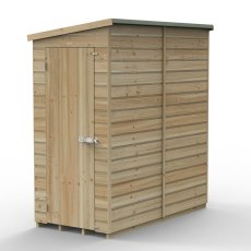 6x3 Forest Beckwood Tongue & Groove Pent Windowless Wooden Shed - isolated angle view, doors closed