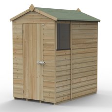 6x4 Forest Beckwood Tongue & Groove Apex Wooden Shed - isolated angle view, doors closed