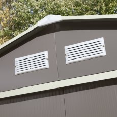 8x6 Rowlinson Trentvale Metal Apex Shed in Light Grey - top vents