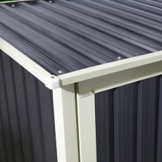 5x3 Rowlinson Trentvale Metal Pent Shed in Dark Grey - in situ, roof