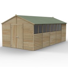 10x20 Forest Beckwood Tongue & Groove Apex Wooden Shed with Double Doors  - isolated angle view, doors closed