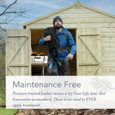 7x7 Forest Beckwood Tongue & Groove Reverse Apex Wooden Shed with Double doors - maintenance free