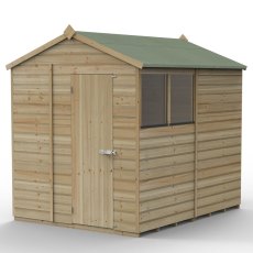 8x6 Forest Beckwood Tongue & Groove Apex Wooden Shed 25yr Guarantee - isolated angle view, doors closed