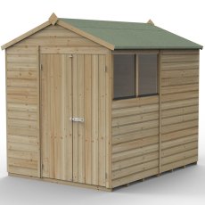 8x6 Forest Beckwood Tongue & Groove Apex Wooden Shed with Double Doors - isolated angle view, doors closed