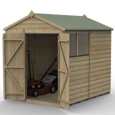 8x6 Forest Beckwood Tongue & Groove Apex Wooden Shed with Double Doors - isolated angle view, doors open