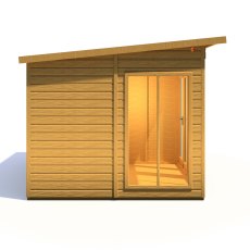 12x8 Shire Lela Pent Summerhouse with Side Shed - isolated side window view