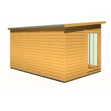 12x8 Shire Lela Pent Summerhouse with Side Shed - isolated back angle view