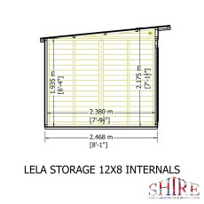 12x8 Shire Lela Pent Summerhouse with Side Shed - internal dimensions