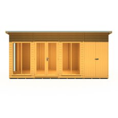 16x8 Shire Lela Pent Summerhouse with Side Shed - isolated front view, doors closed