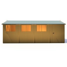 10x20 Shire Reverse Apex Workspace Workshop Wooden Shed with Single & Double Doors - isolated front view, doors closed