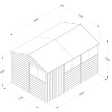 12 x 8 Forest Beckwood Tongue & Groove Reverse Apex Wooden Shed with Double Doors - dimensions
