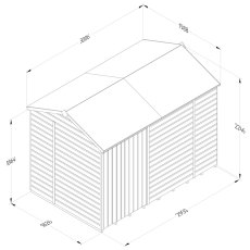 10x6 Forest Beckwood Tongue & Groove Reverse Apex Windowless Wooden Shed - dimensions