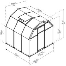 6x6 Palram Canopia EcoGrow Greenhouse - dimensions