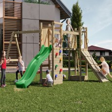 Shire Maxi Fun with Double Tower, Double Swing & Slide - in situ, slide view, children