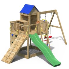 Shire Treehouse with Double Swing & Slide - isolated angle view