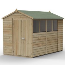 10x6 Forest Beckwood Apex Shed Shiplap Double Doors - isolated angle view, doors closed