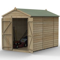 10x6 Forest Beckwood Apex Shed Windowless Shiplap Double Doors - isolated angle view, doors open