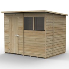 8x6 Forest Beckwood Shiplap Pent Wooden Shed - isolated angle view, doors closed