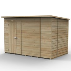 10x6 Forest Beckwood Shiplap Pent Windowless Wooden Shed - isolated angle view, doors closed
