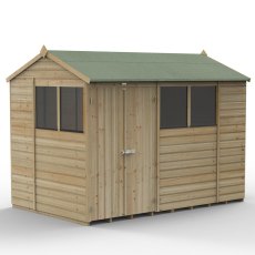 10x6 Forest Beckwood Shiplap Reverse Apex Wooden Shed with Double doors - isolated angle view, doors closed