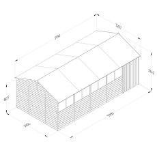 20x10 Forest Beckwood Shiplap Reverse Apex Wooden Shed with Double doors - dimensions