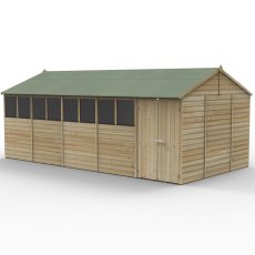 20x10 Forest Beckwood Shiplap Reverse Apex Wooden Shed with Double doors - isolated angle view, doors closed