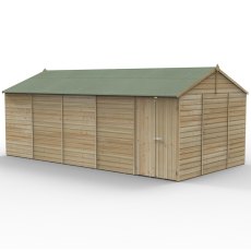 20x10 Forest Beckwood Shiplap Windowless Reverse Apex Wooden Shed with Double doors - isolated angle view, doors closed