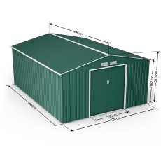 11x14 Lotus Orion Apex Metal Shed Win Foundation Kit In Green - dimensions