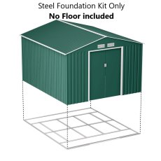 9x10 Lotus Orion Apex Metal Shed With Foundation Kit In Green - Foundation Kit