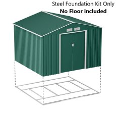 9x8 Lotus Orion Apex Metal Shed with Foundation Kit in Green - Foundation Kit