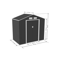 7x4 Lotus Hera Apex Metal Shed with Foundation Kit - dimensions