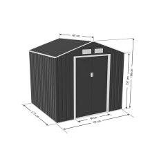 7x6 Lotus Hera Apex Metal Shed with Foundation Kit - dimensions