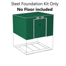 9x8 Lotus Hestia Pent Metal Shed with Foundation Kit in Dark Green - Foundation Kit