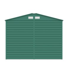 9x6 Lotus Hypnos Apex Metal Shed in Green - isolated back view