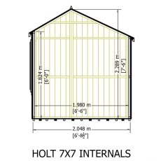 7 x 7 Shire Holt Shiplap Reverse Apex Shed - internal dimensions