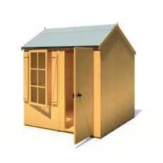 7 x 7 Shire Holt Shiplap Reverse Apex Shed - door open and located on the right hand side of the front width