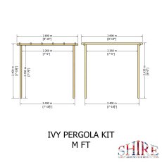 8 x 8 Shire Ivy Pergola Kit - Pressure Treated - dimensions