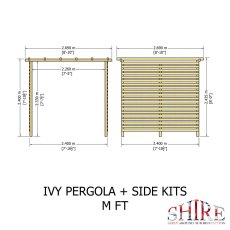 8 x 8 Shire Ivy Pergola Kit with Sides - Pressure Treated - dimensions