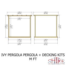 8 x 8 Shire Ivy Pergola Kit with Decking - Pressure Treated - dimensions