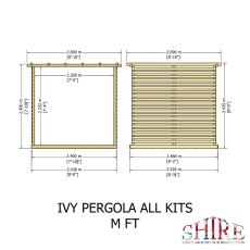 8 x 8 Shire Ivy Pergola Kit with Sides & Decking - Pressure Treated - dimensions