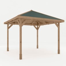 3m x 3m Mercia Pressure Treated Gazebo with Tongue and Groove Roof - Angle View