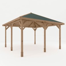 4m x 4m Mercia Pressure Treated Gazebo with Tongue and Groove Roof - Angle View