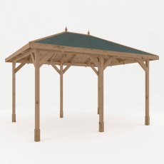3m x 4m Mercia Pressure Treated Gazebo with Tongue and Groove Roof - Angle View