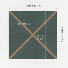 3m x 3m Mercia Pressure Treated Gazebo With Framed Rails - Footprint